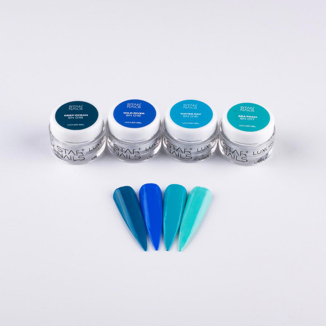Vodní kolekce STARNAILS Luxury Line - modré a modrozelené UV/LED gely