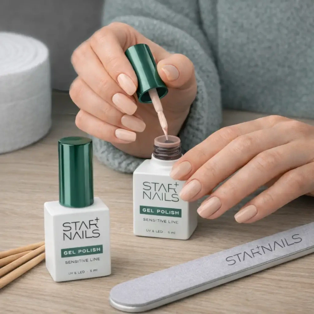 Sada STARNAILS Gel Polish Sensitive Line Starter Set – lifestyle fotografie pro citlivé nehty